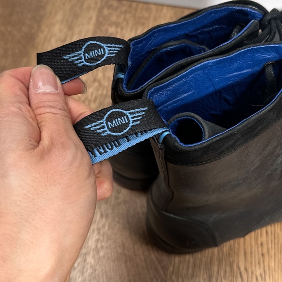 John Fluevog x Mini Cooper BBC Radio 6 Eyelet Black Leather Boots Mens US 7.5 - Picture 3 of 12